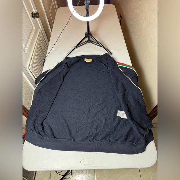 Gucci Navy Armband Signature Zip-up Uniform Sweater Sz XXL lot - Picture 9 of 13